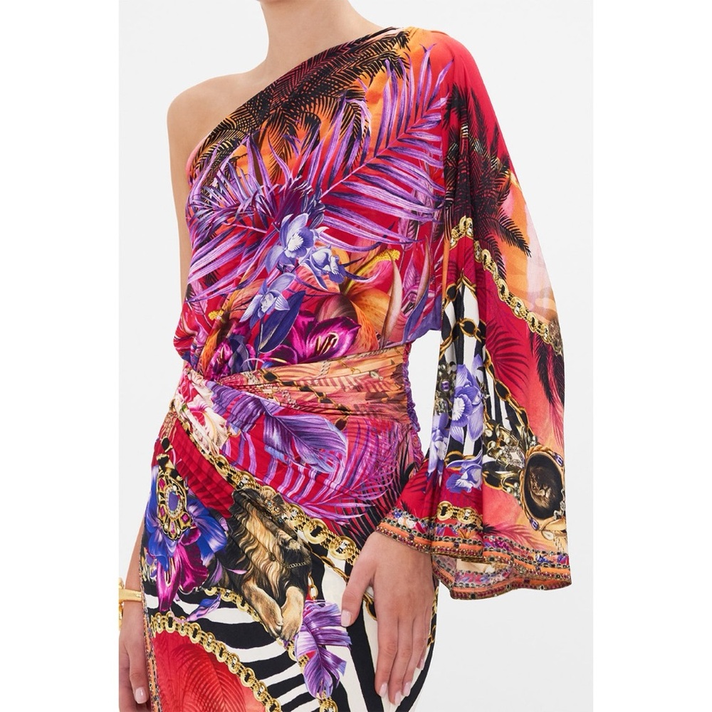 NEW Camilla Wild Loving One Shoulder Jersey Dress (Sz S) Jewel Embellished Maxi - Picture 2 of 16